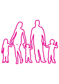 Five Member Family Silhouette Kids Kids Coloring Pages, Free Vectors File